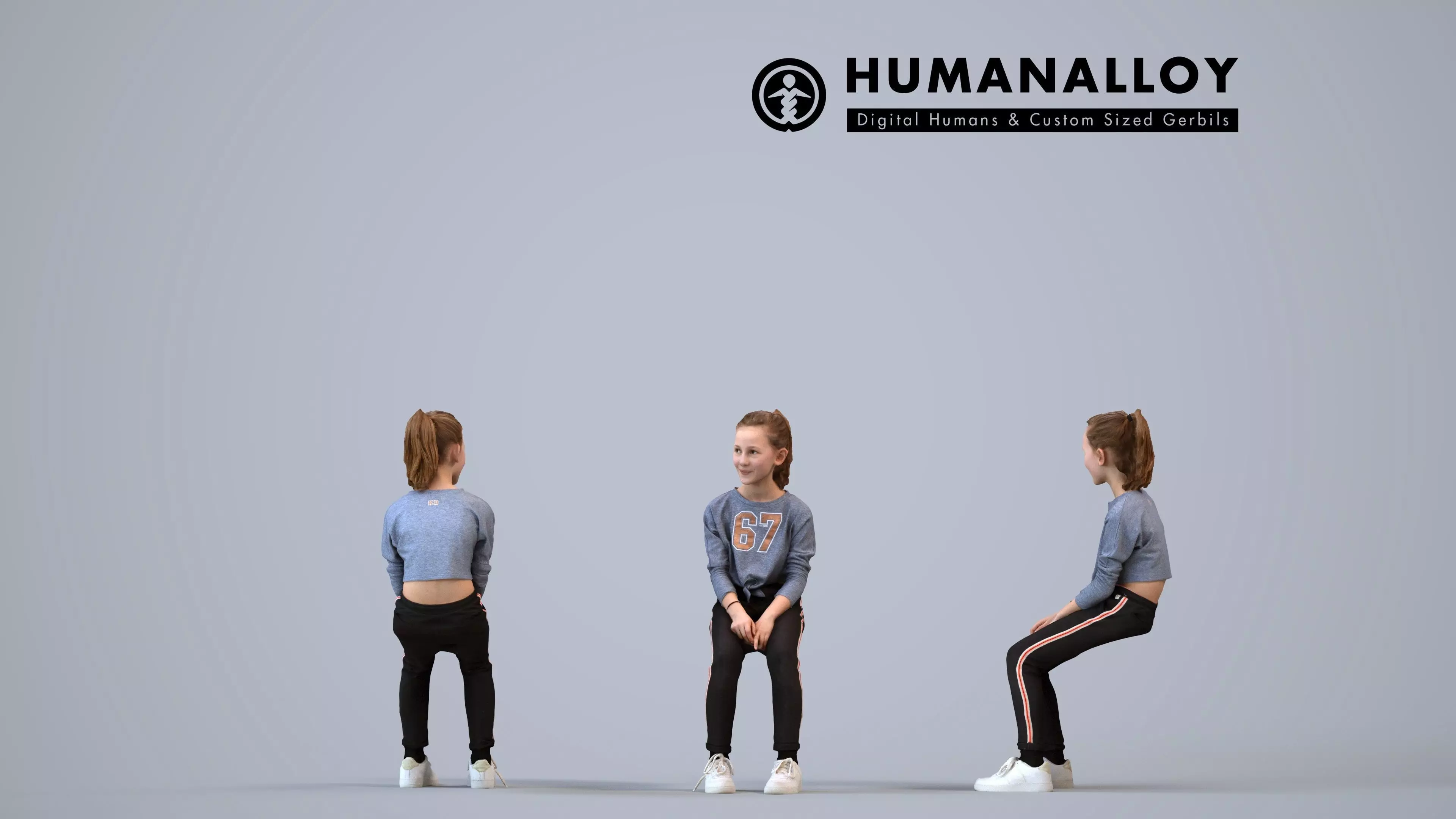 00162Isebella001 - Young Caucasian woman sitting relaxed at 3D model