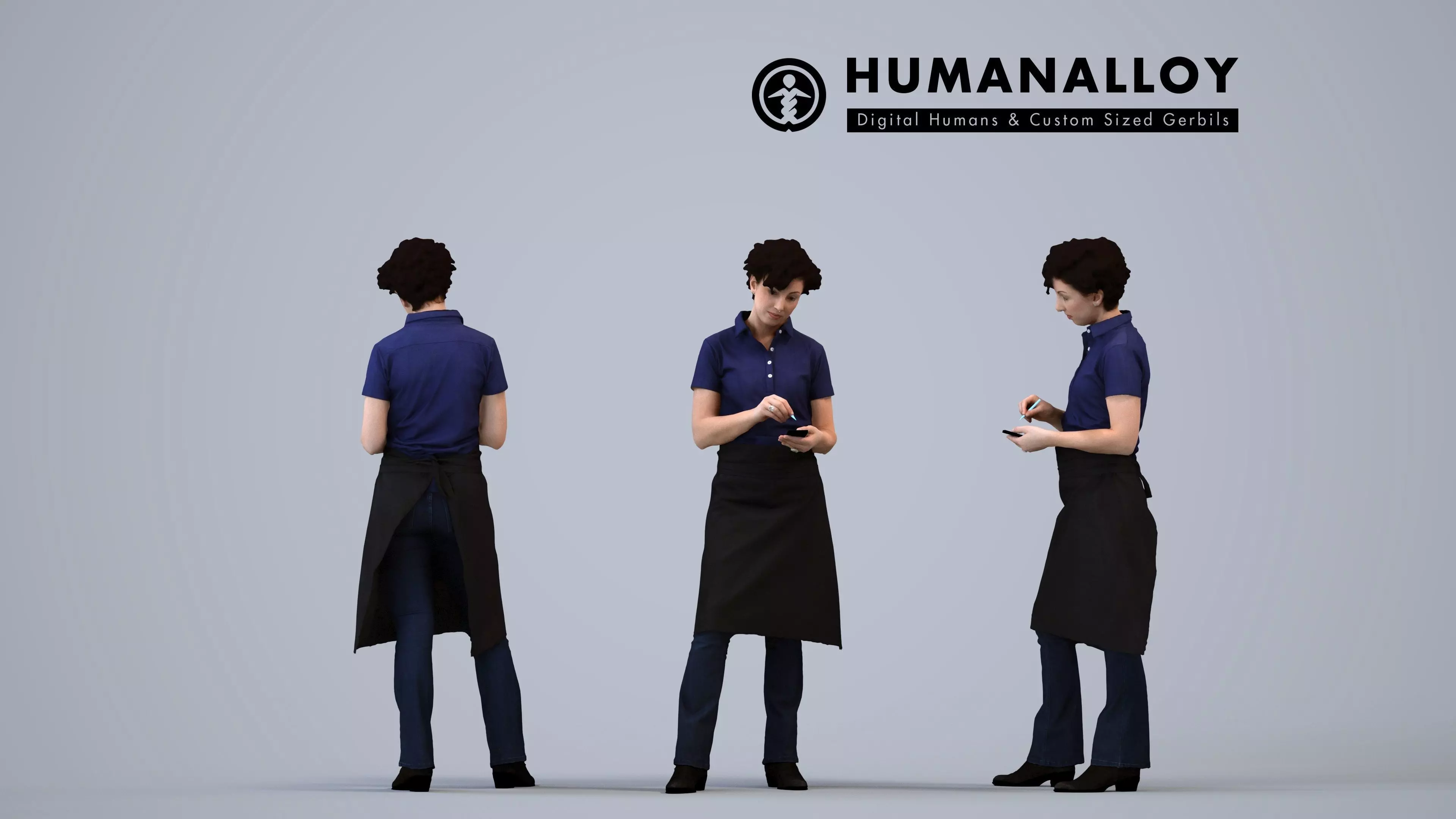 00165Lynn004 - Adult Caucasian woman standing in hospitality 3D model
