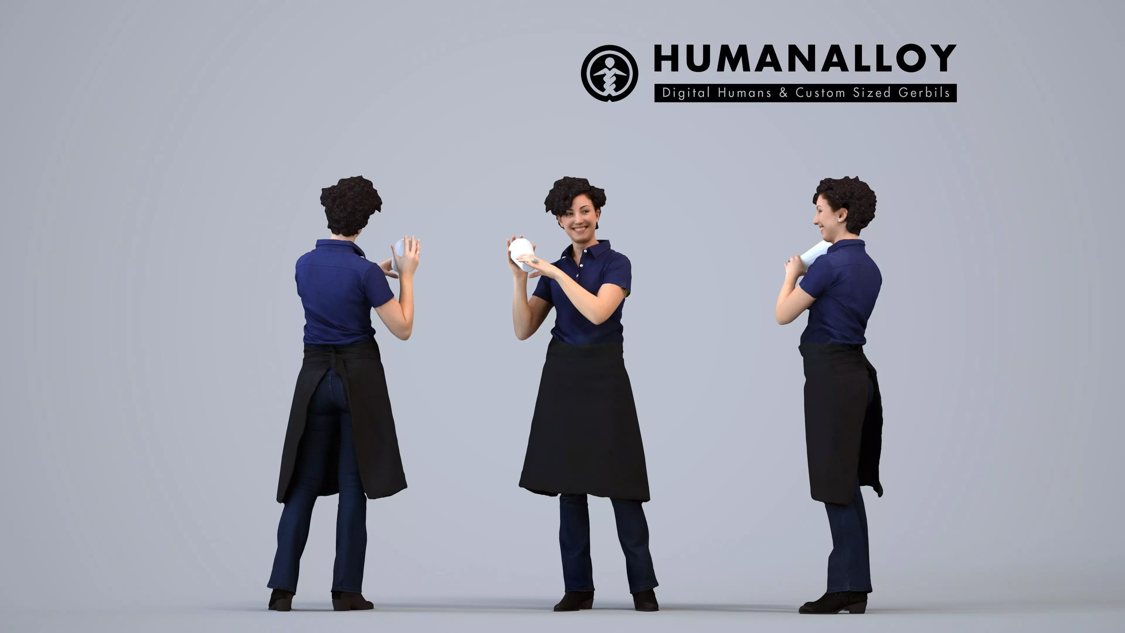 00165Lynn005 - Adult Caucasian woman presenting in restaurant 3D model