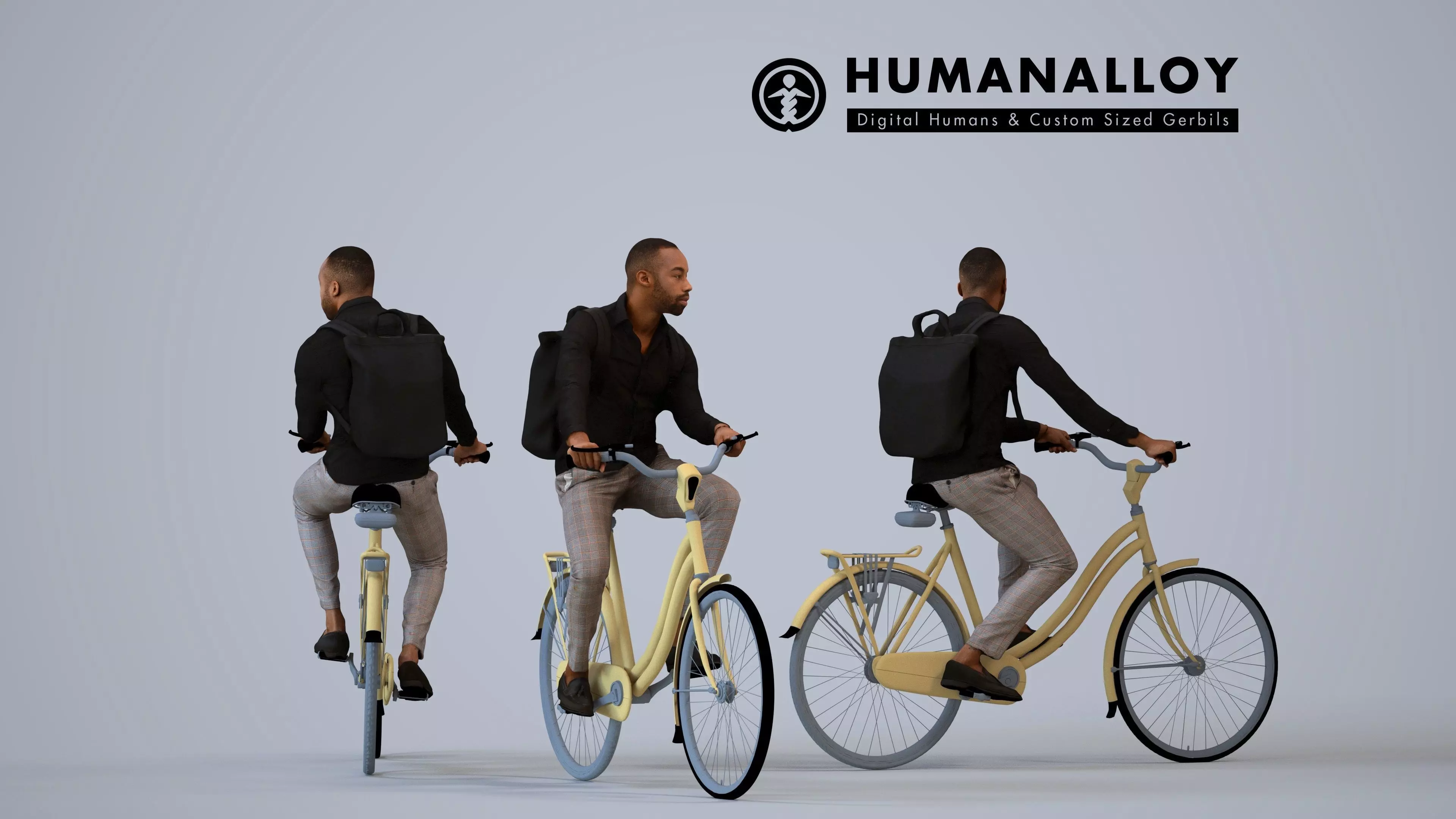 00178Terrell013 - Adult Black male cycling through public space 3D model