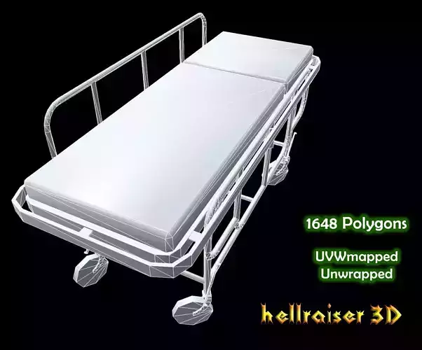 Gurney hospital bed on wheels