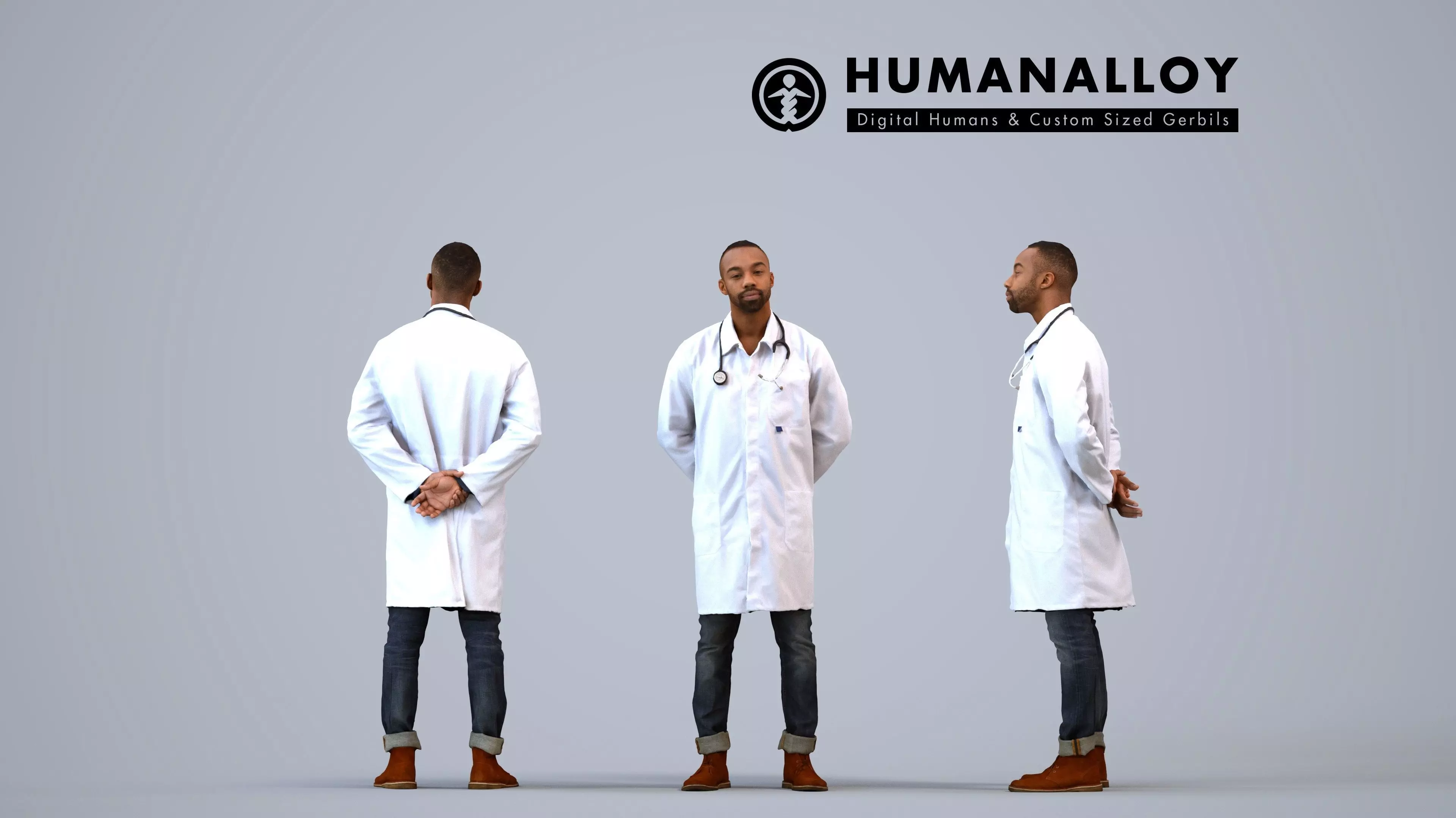 00184Terrell007 - Adult Black male waiting in architectural 3D model