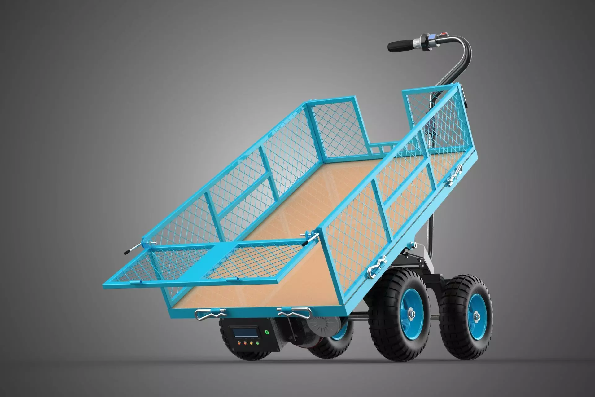 ELECTRIC TIPPING NET TUB TROLLEY CART WAGON WHEEL BARROW TRAILER 3D model