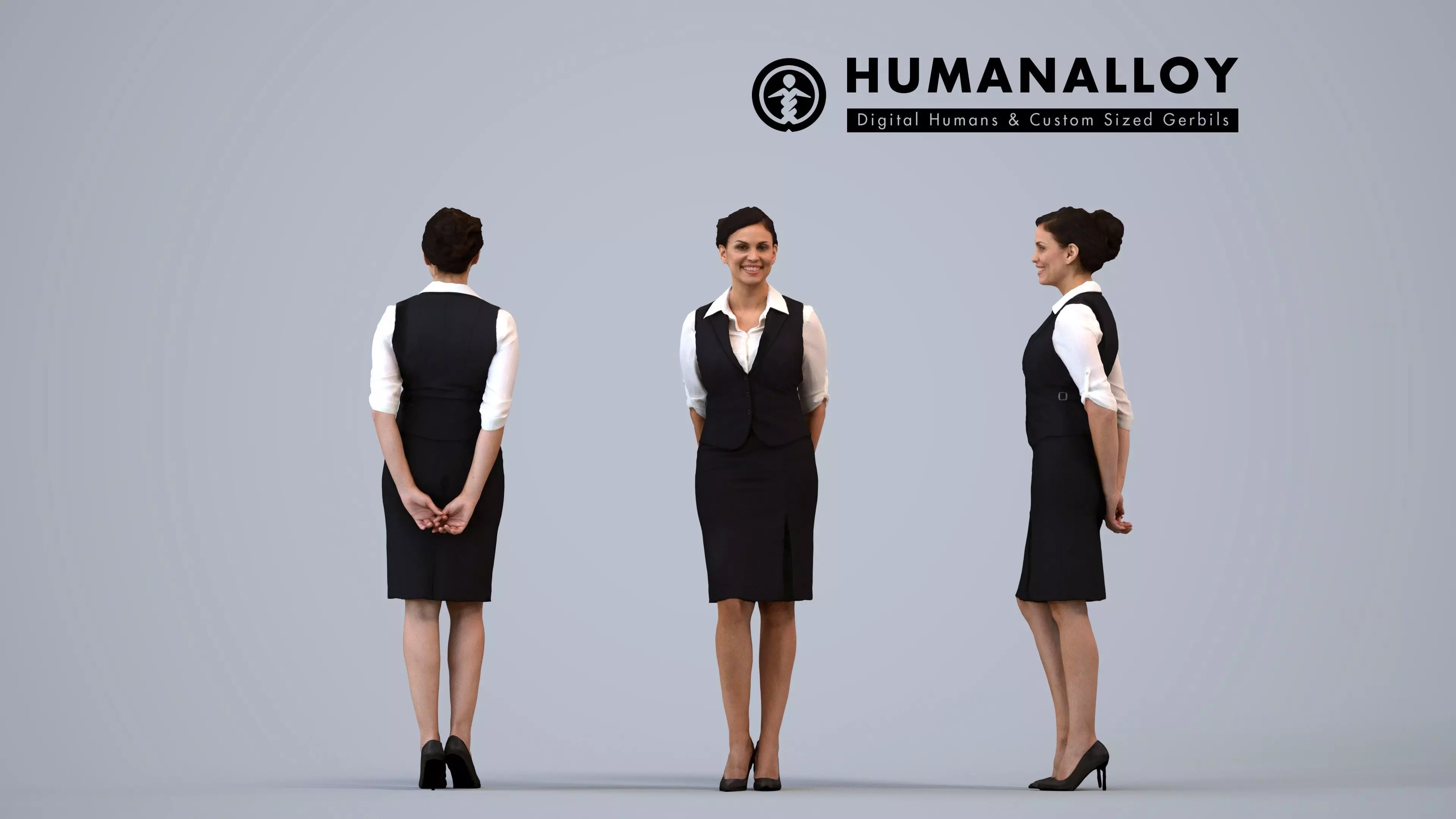 00194Cameron006 - Adult Caucasian woman waiting in hospitality 3D model