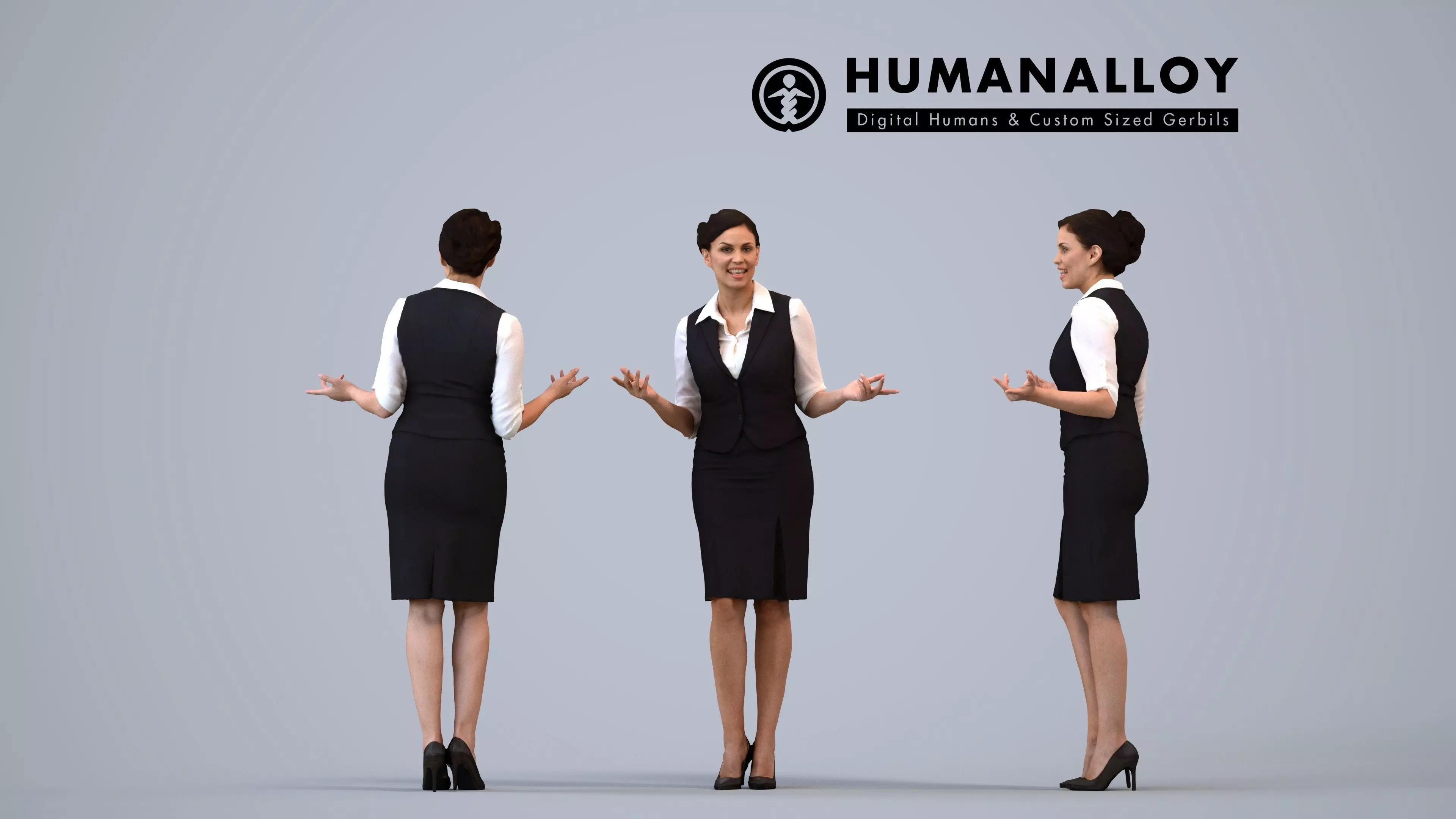 00194Cameron007 - Adult Caucasian woman talking in restaurant 3D model