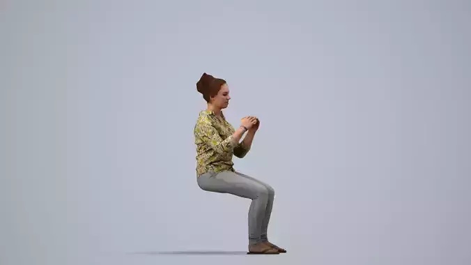 00203Lucian008 - Adult Caucasian woman sitting casually eating 3D model 4