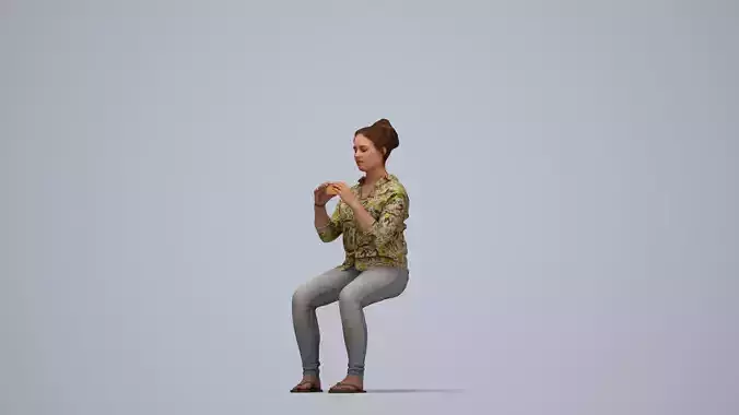 00203Lucian008 - Adult Caucasian woman sitting casually eating 3D model 6