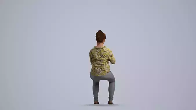 00203Lucian008 - Adult Caucasian woman sitting casually eating 3D model 3