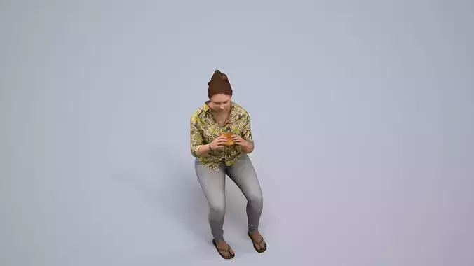 00203Lucian008 - Adult Caucasian woman sitting casually eating 3D model 5