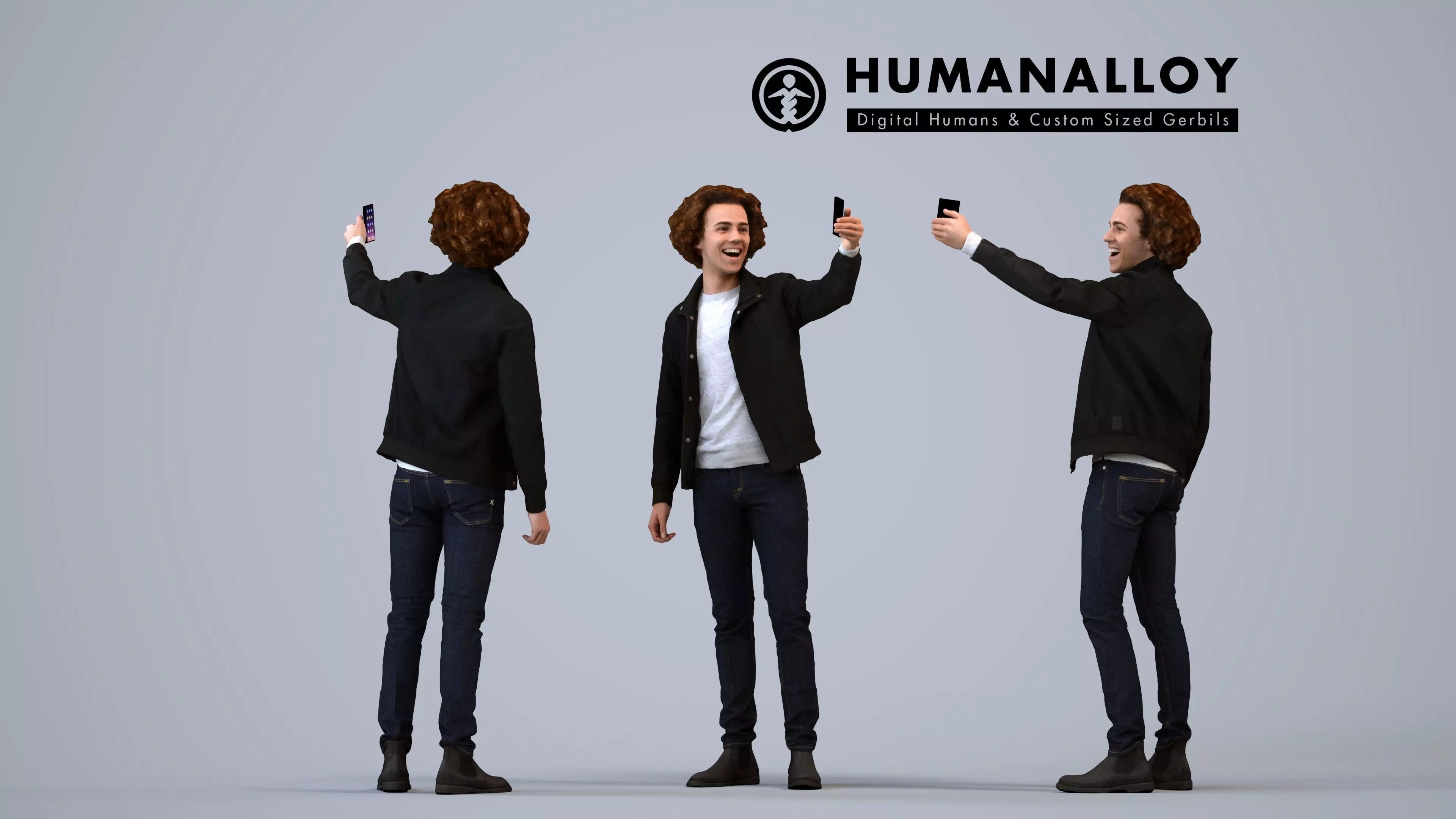 00210Quint0005 - Adult Caucasian man taking photo with 3D model