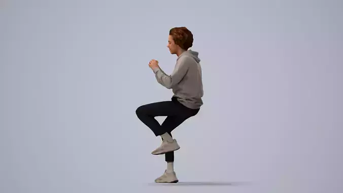 00212Quint0010 - Adult Caucasian man eating at home in casual 3D model 2
