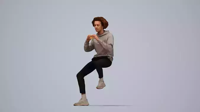 00212Quint0010 - Adult Caucasian man eating at home in casual 3D model 6