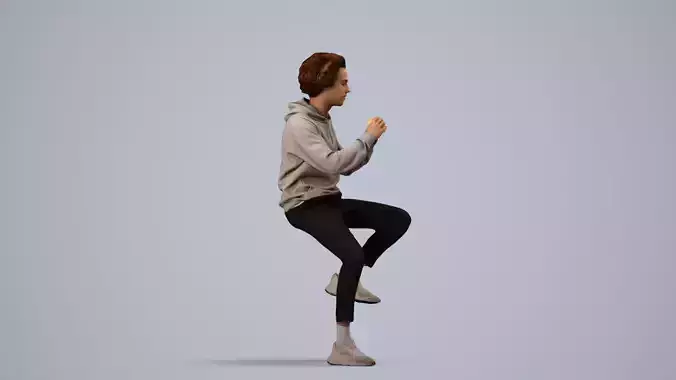 00212Quint0010 - Adult Caucasian man eating at home in casual 3D model 4