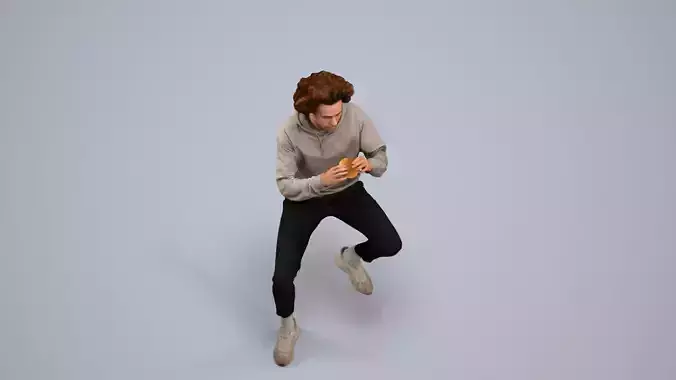 00212Quint0010 - Adult Caucasian man eating at home in casual 3D model 5