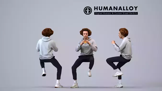 00212Quint0010 - Adult Caucasian man eating at home in casual 3D model