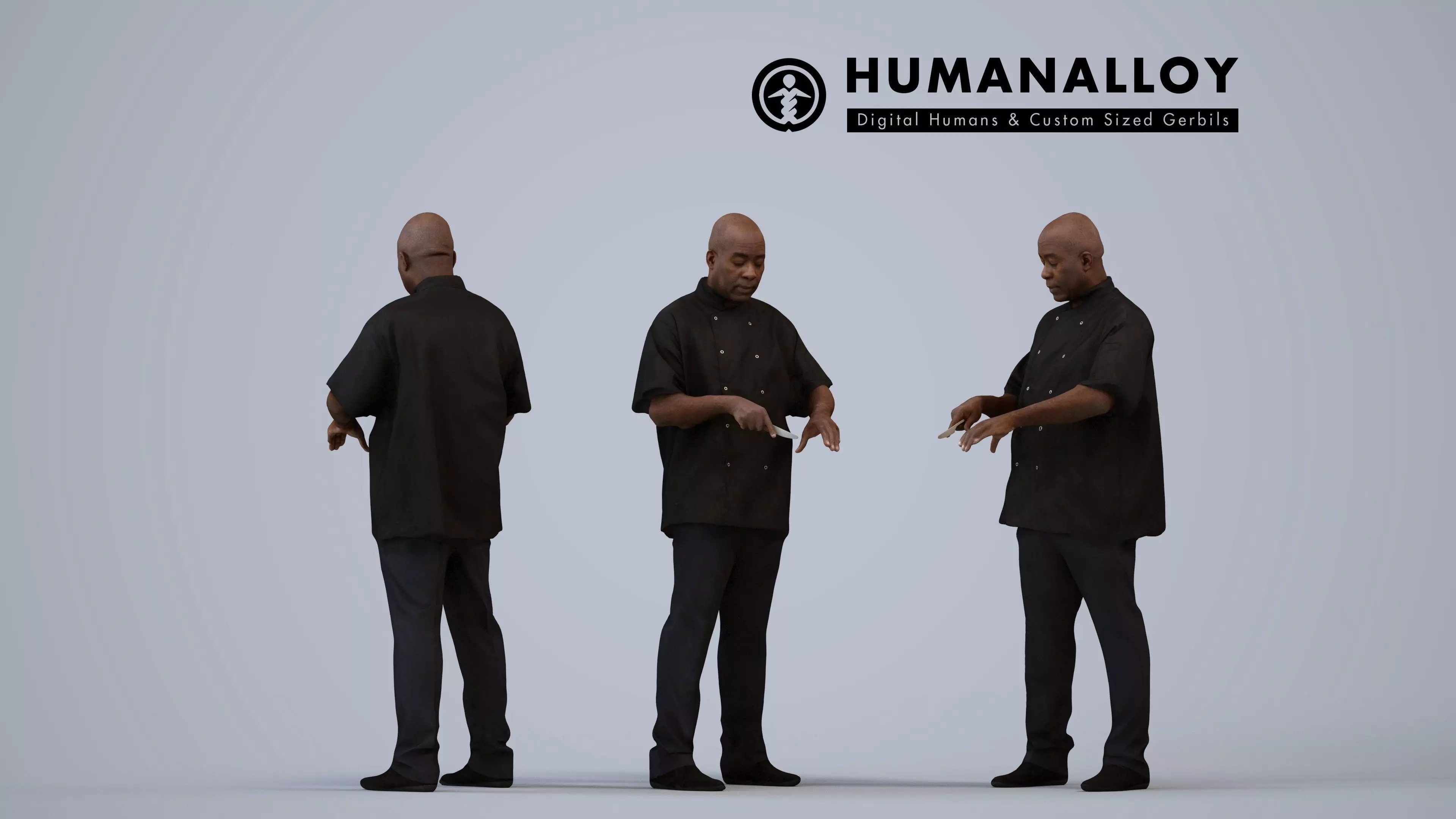 00216Jon0004 - Adult Black male standing in hospitality uniform 3D model