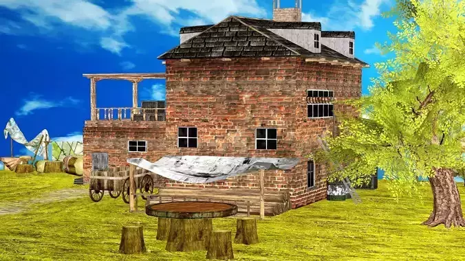 Fantasy Medieval Exclusive Village House 3D Model Low-poly 3D model 2