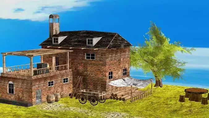 Fantasy Medieval Exclusive Village House 3D Model Low-poly 3D model 4