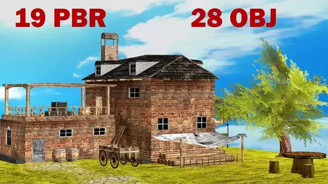Fantasy Medieval Exclusive Village House 3D Model Low-poly 3D model