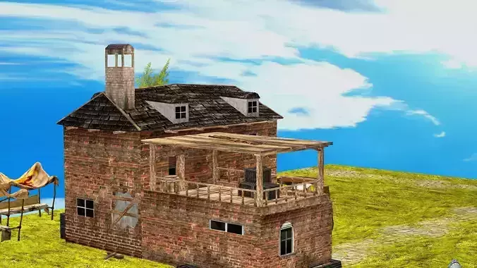 Fantasy Medieval Exclusive Village House 3D Model Low-poly 3D model 6