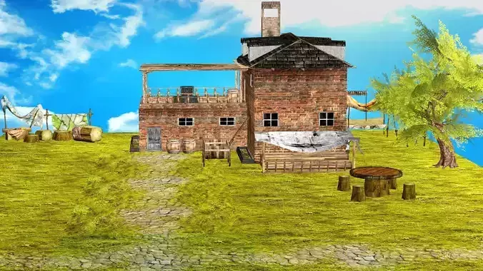 Fantasy Medieval Exclusive Village House 3D Model Low-poly 3D model 5