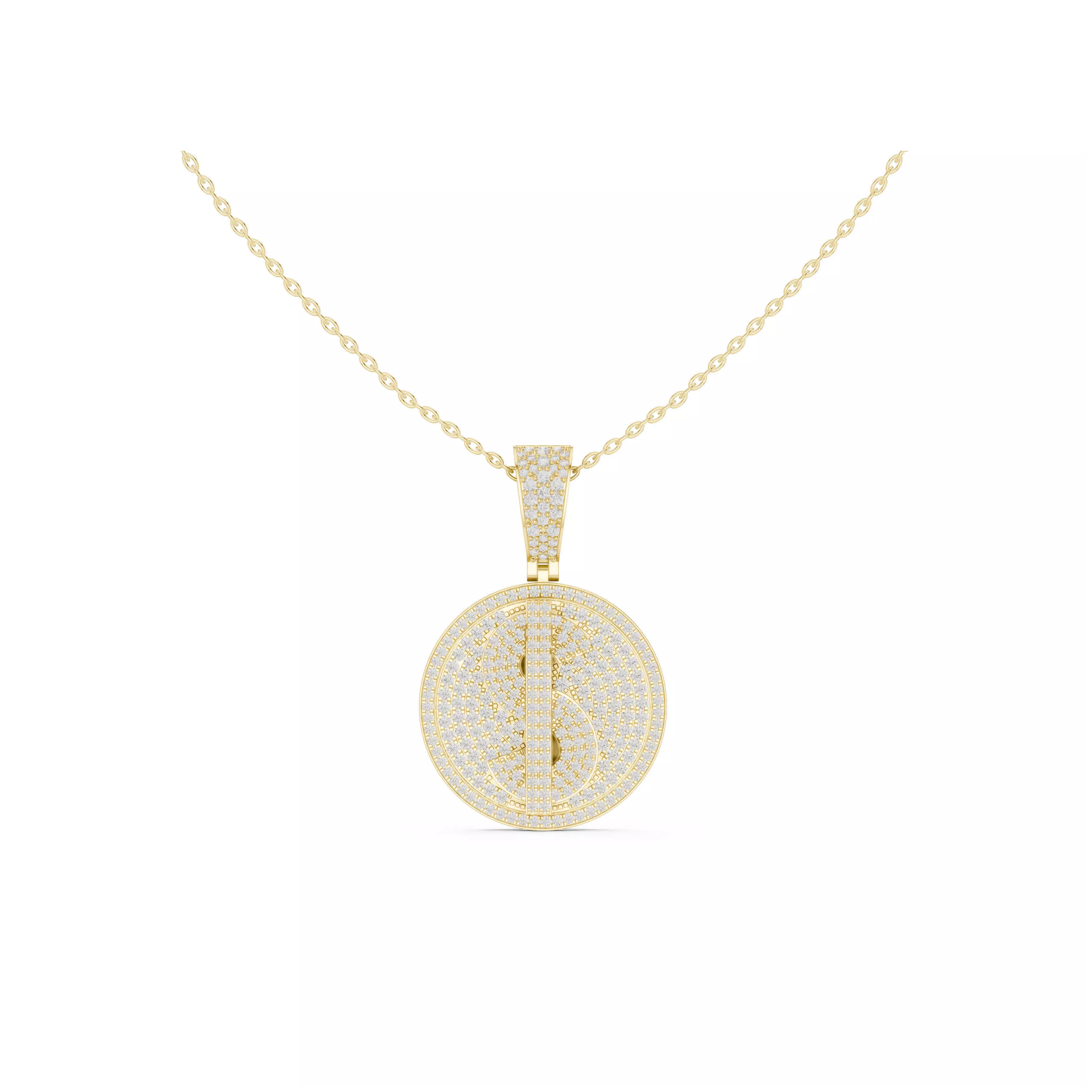 Diamond Dollar Sign Pendant Iced Money Medallion Necklace CAD 3D print model