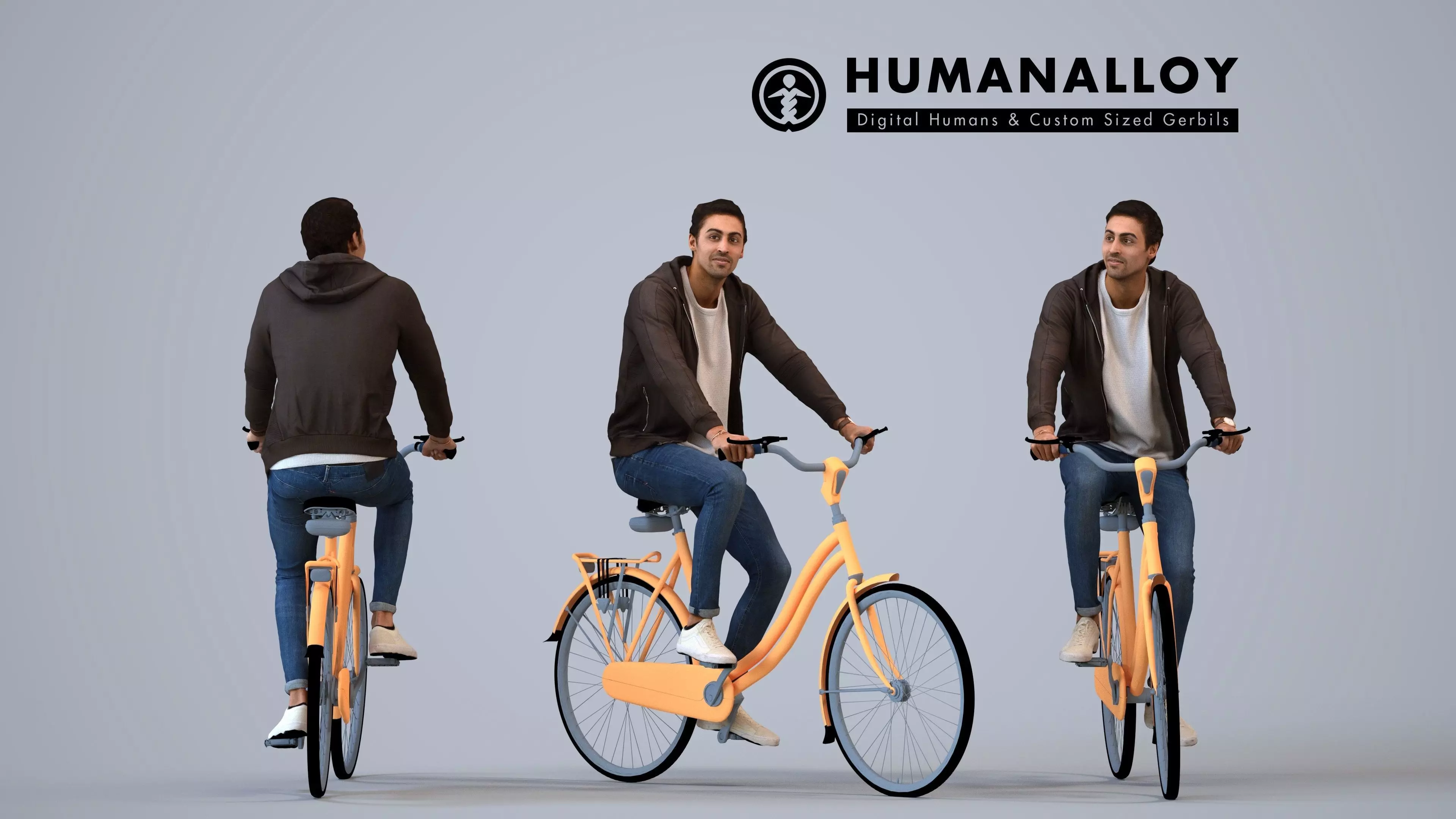 00221Paul0002 - Adult Middle Eastern man cycling through public 3D model