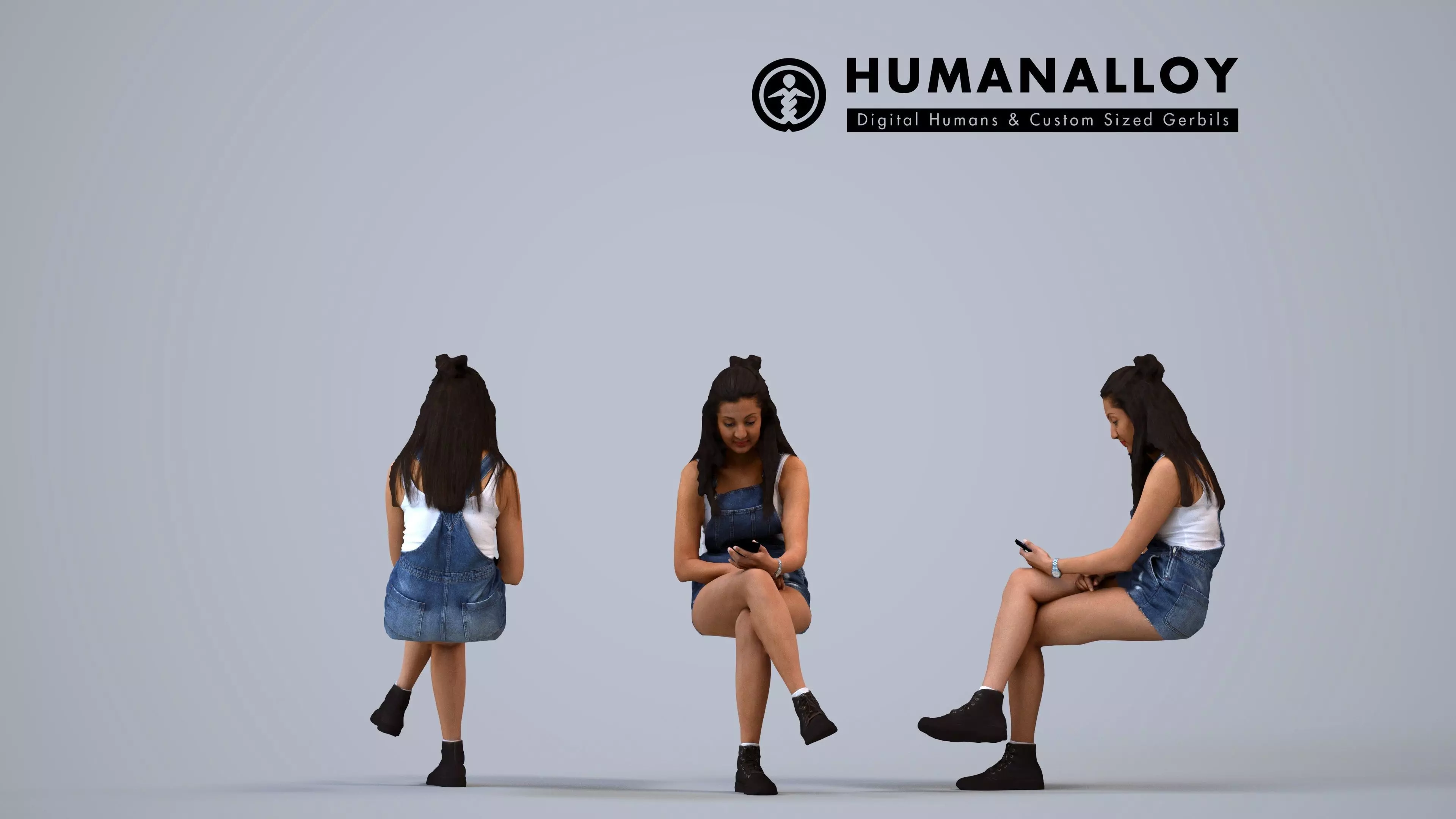 00226Yawan0009 - Adult Indian woman sitting casually with 3D model