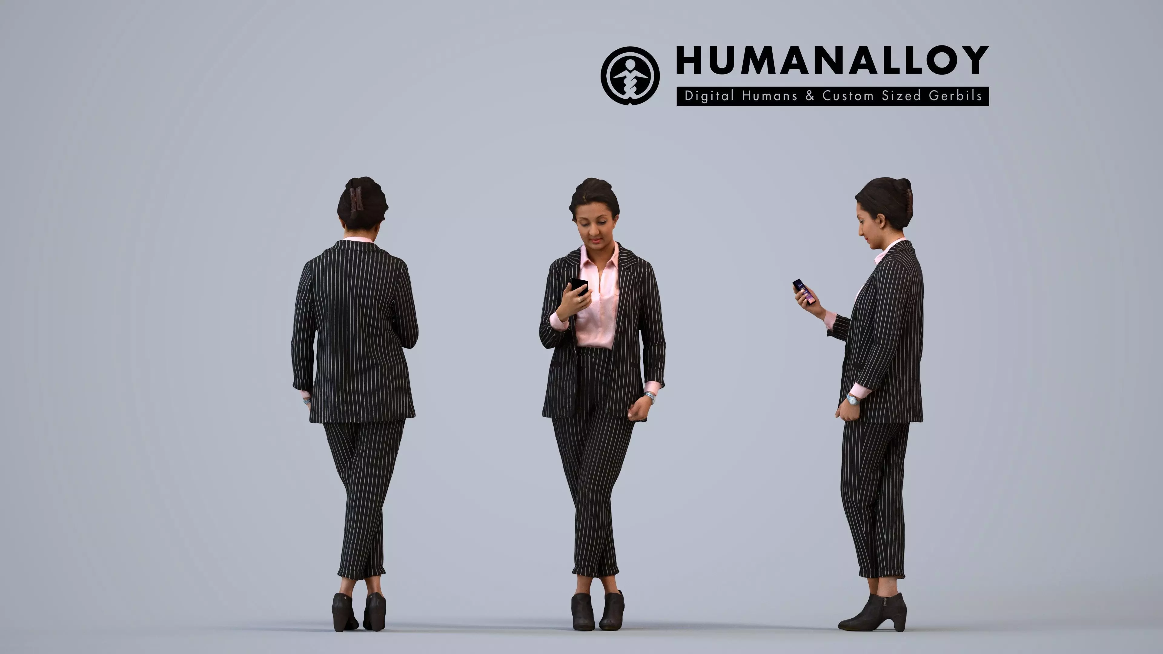 00228Yawan0008 - Adult Indian woman using smartphone in 3D model