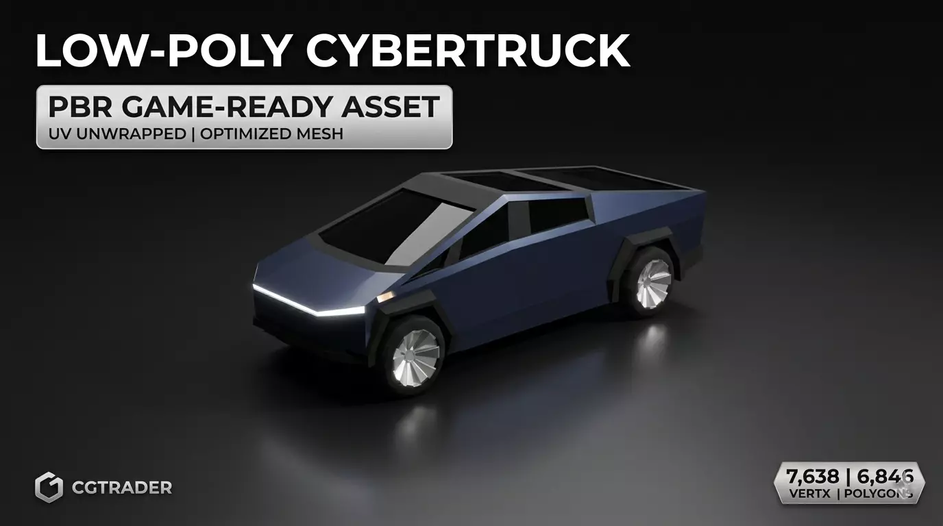 Cybertruck Low-Poly Game-ready Low-poly 3D model