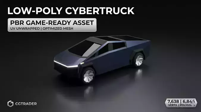 Cybertruck Low-Poly Game-ready