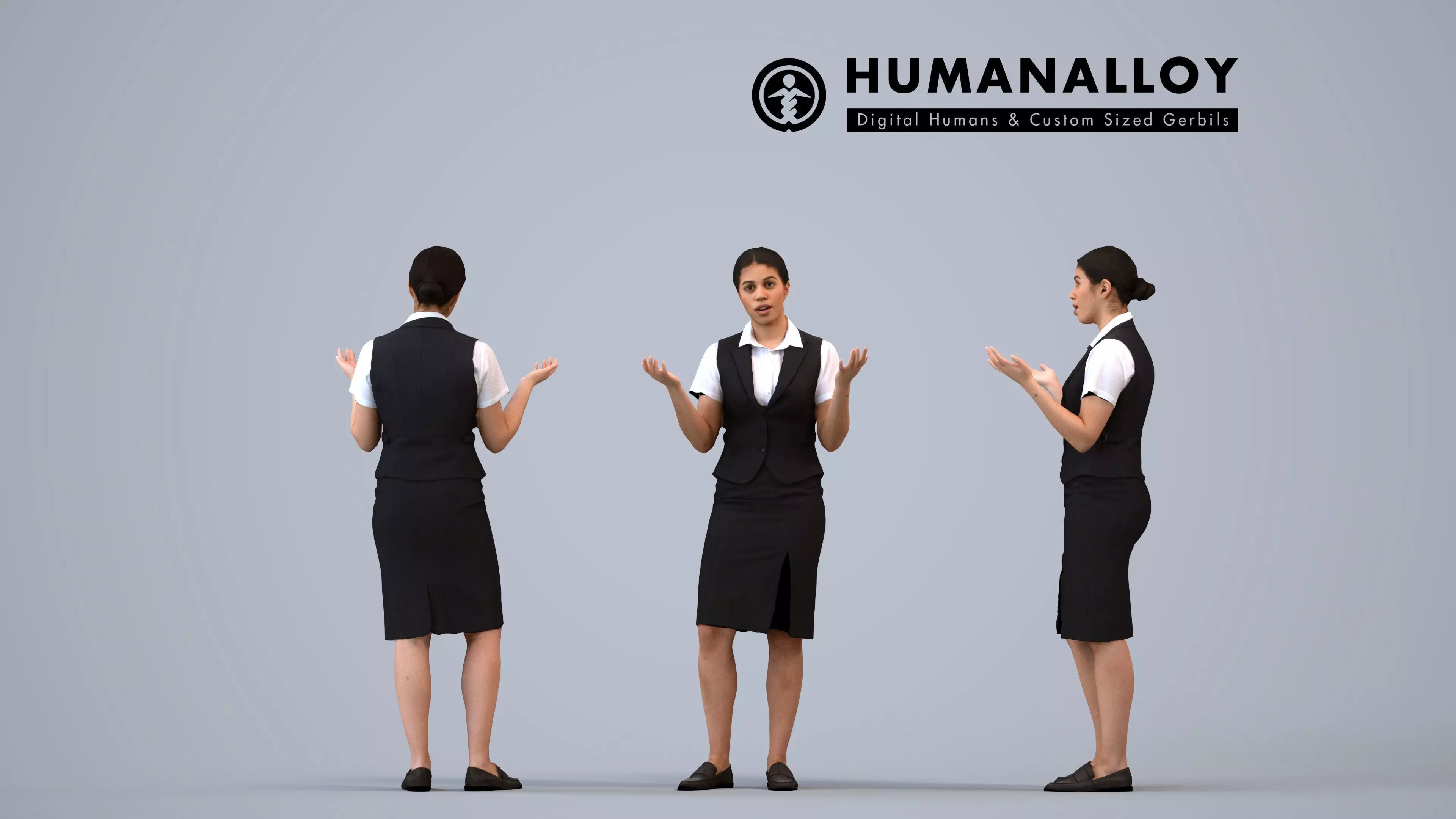 00232Nur00013 - Adult Latina woman talking in hospitality 3D model