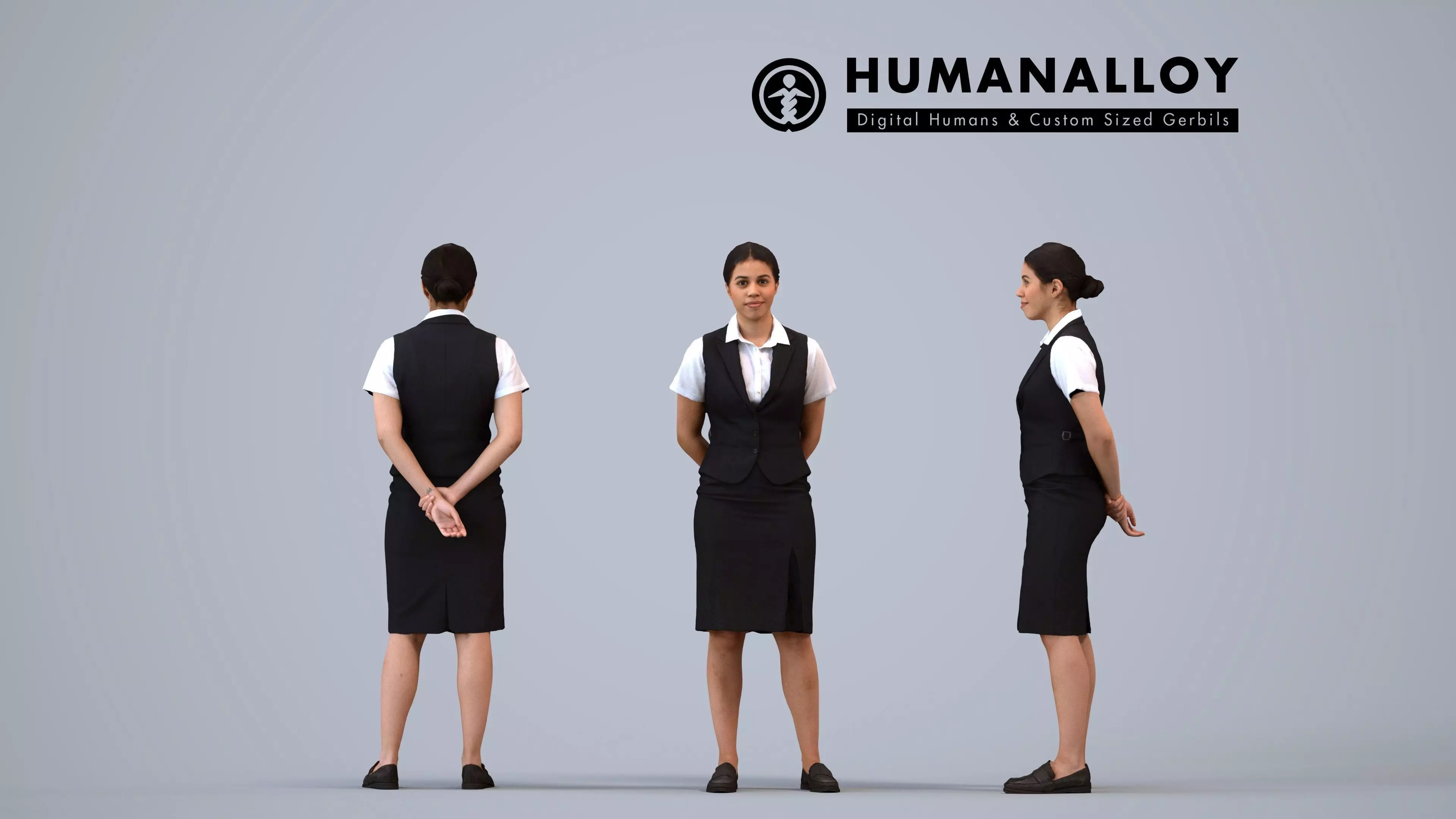 00232Nur0004 - Adult Latino woman waiting in hospitality venue 3D model