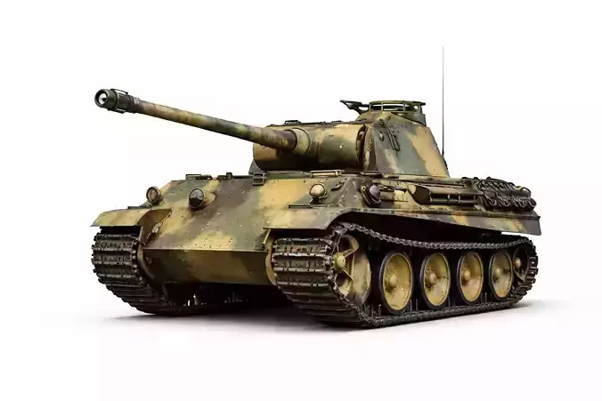 Panther Classic Tank Low Poly WWII Medium Battle Tank