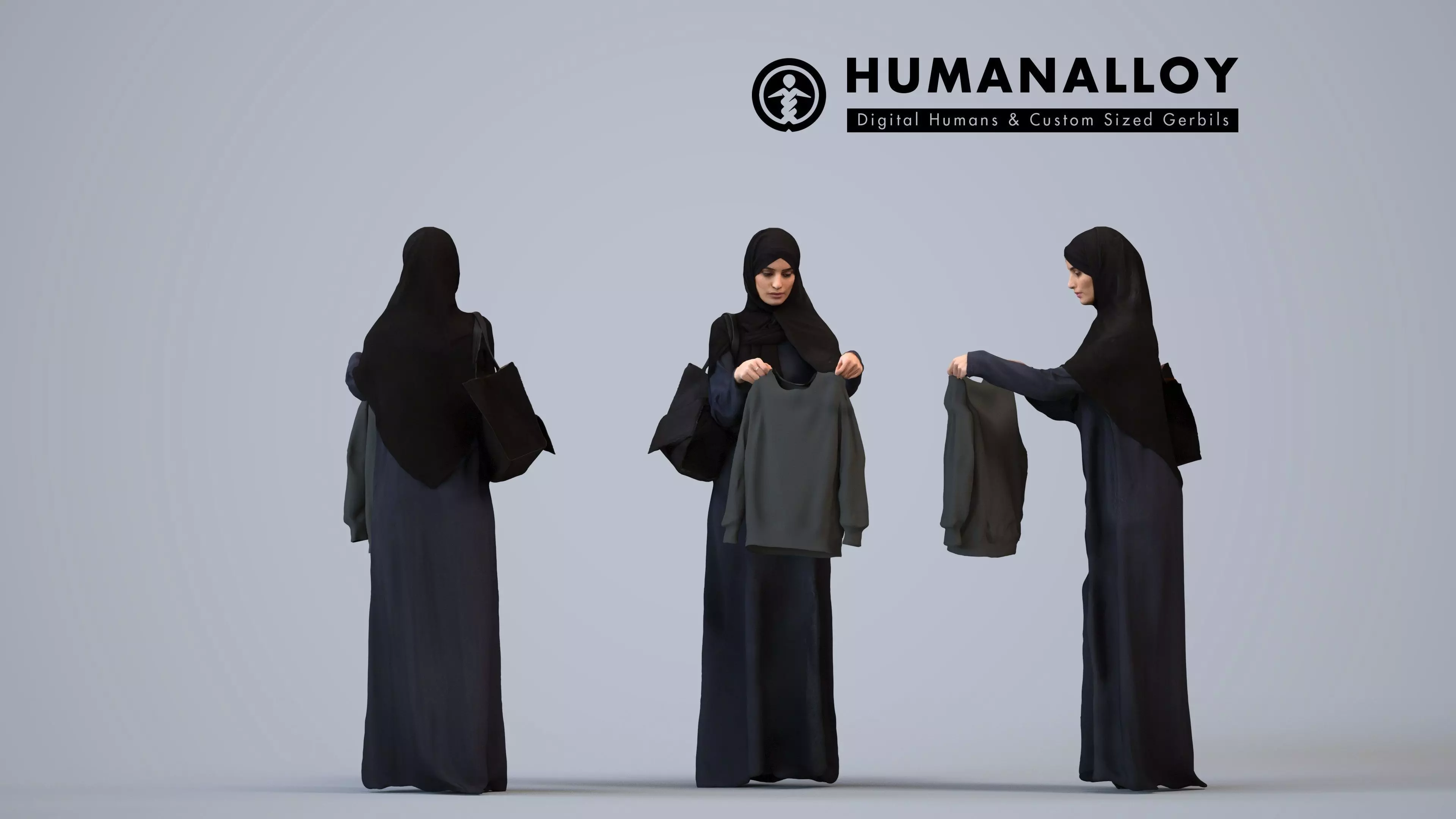 00243Hannah0006 - Adult Middle Eastern woman browsing retail 3D model