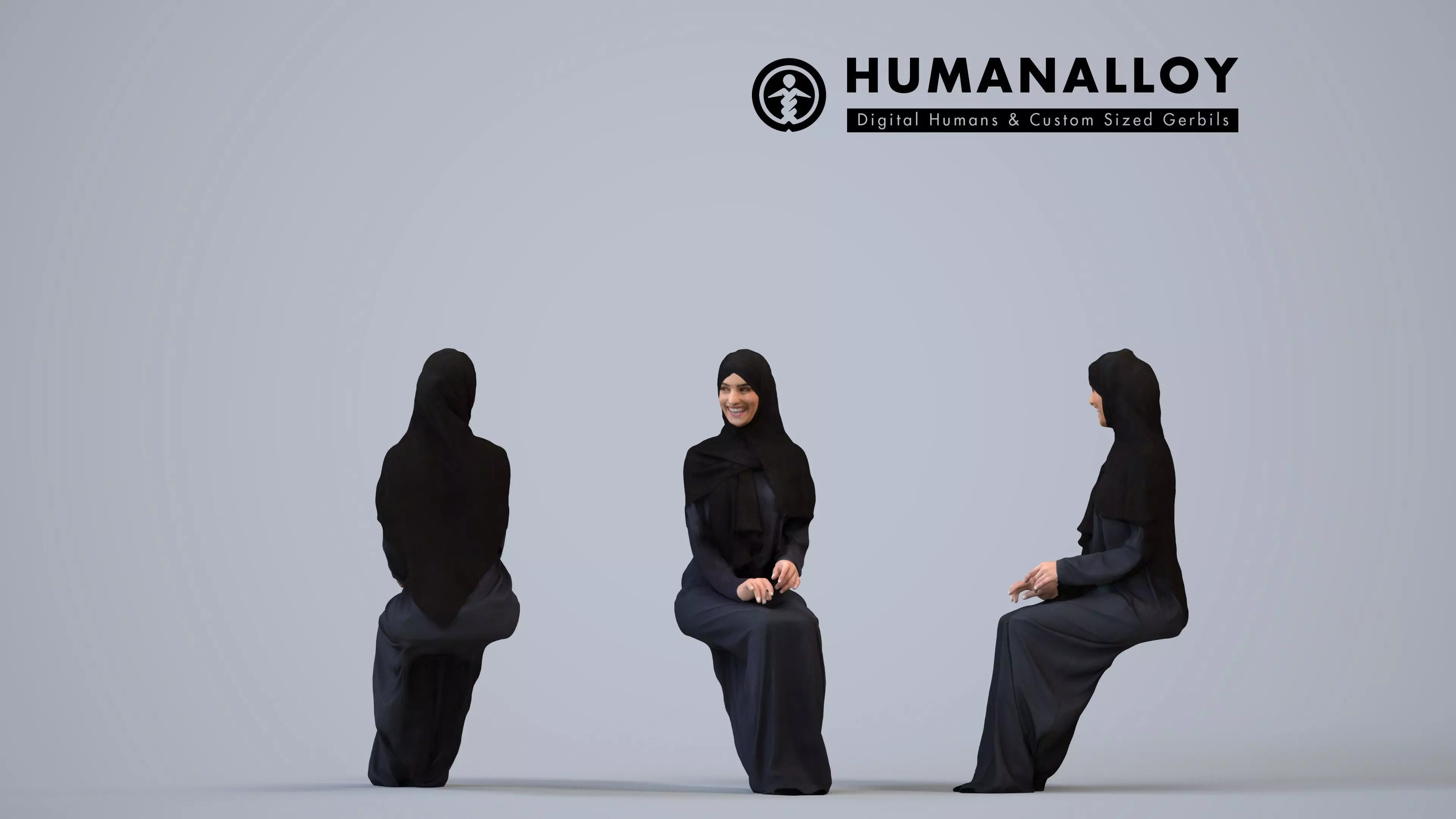 00243Hannah0008 - Adult Middle Eastern woman sitting in public 3D model