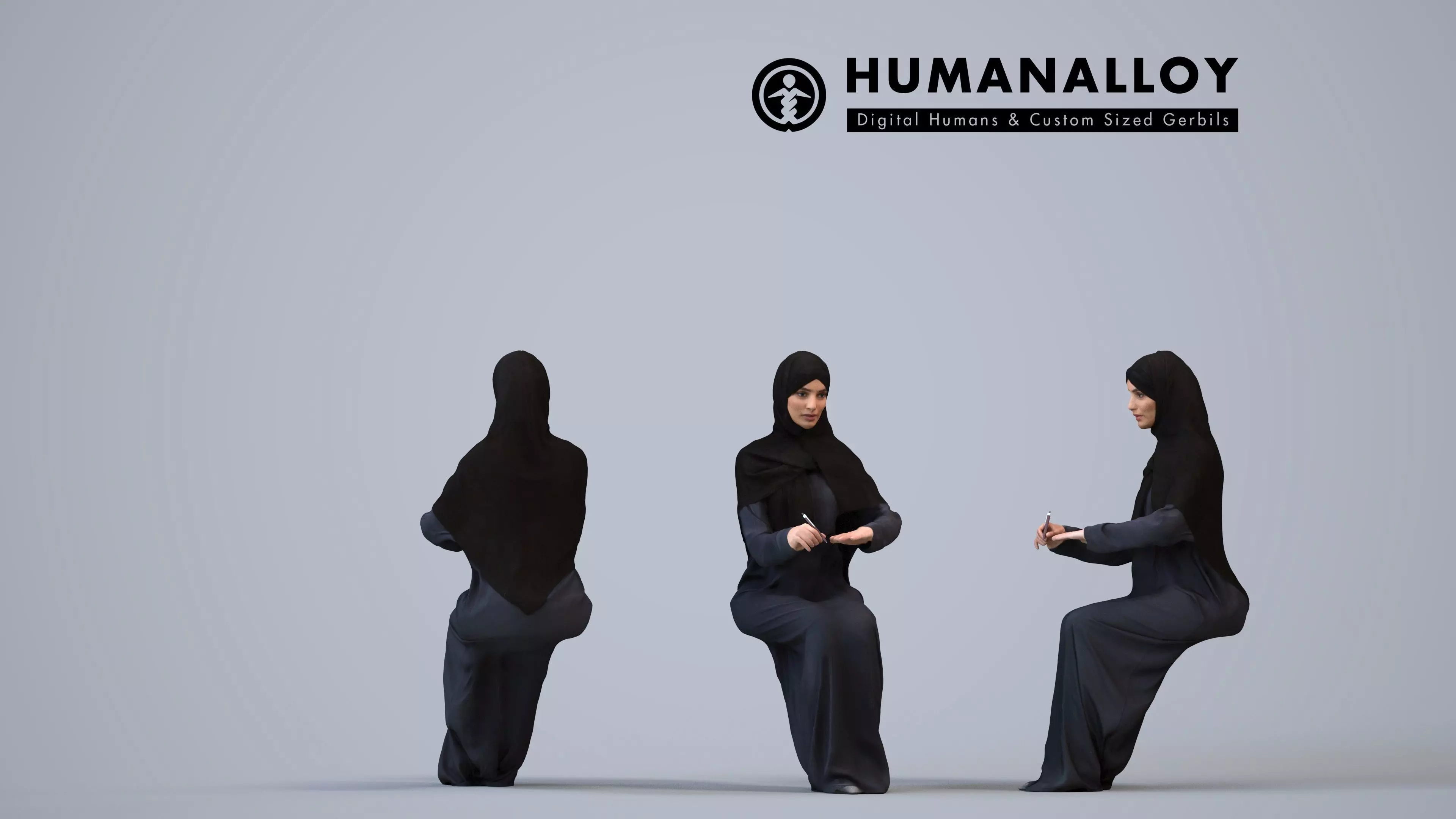 00243Hannah0009 - Adult Middle Eastern woman writing with pen 3D model