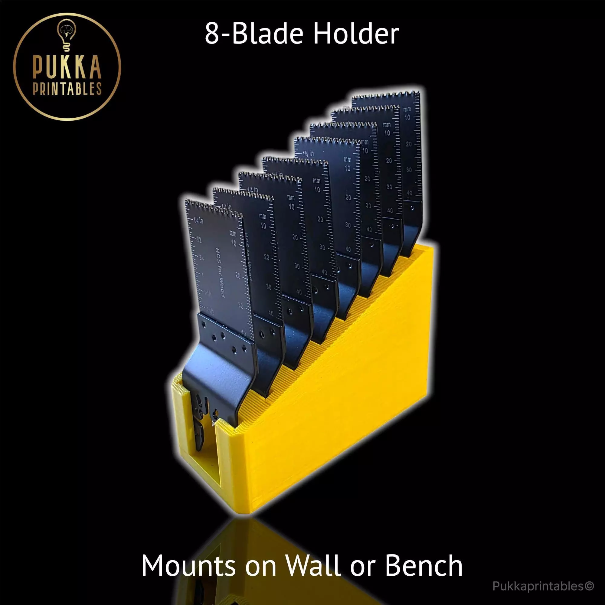 8 Slot Multi Cutter Blade Holder with Wall Mount 3D print model
