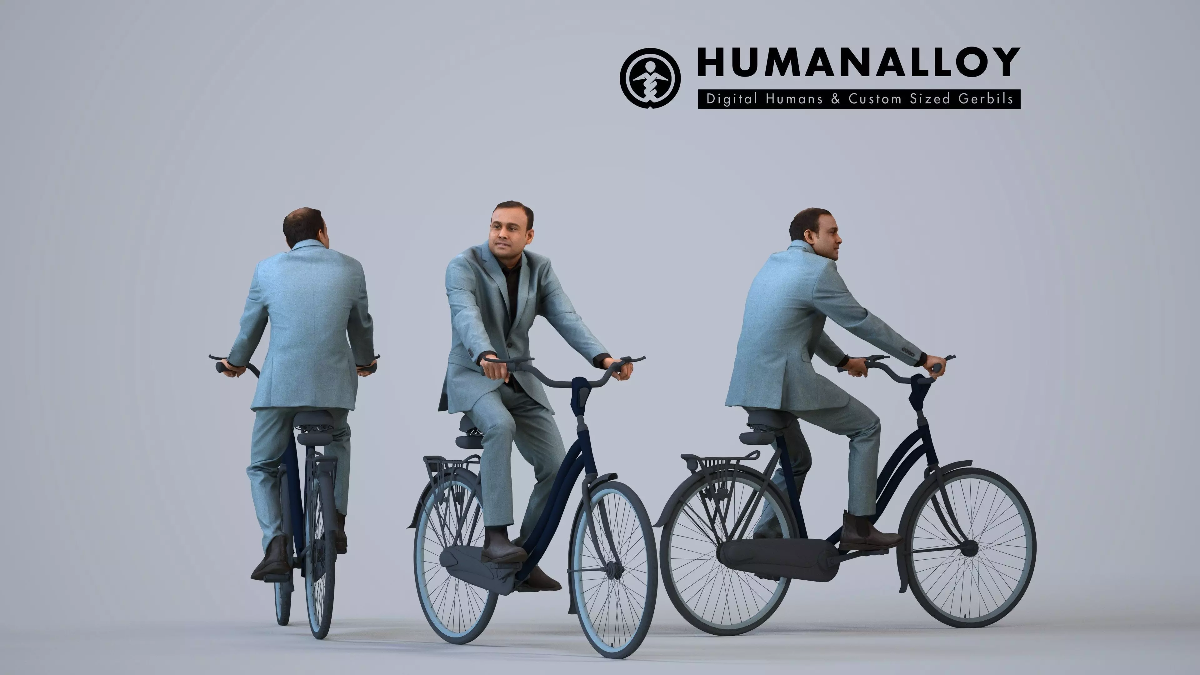 00246Zeef0009 - Adult Indian man cycling through public space 3D model