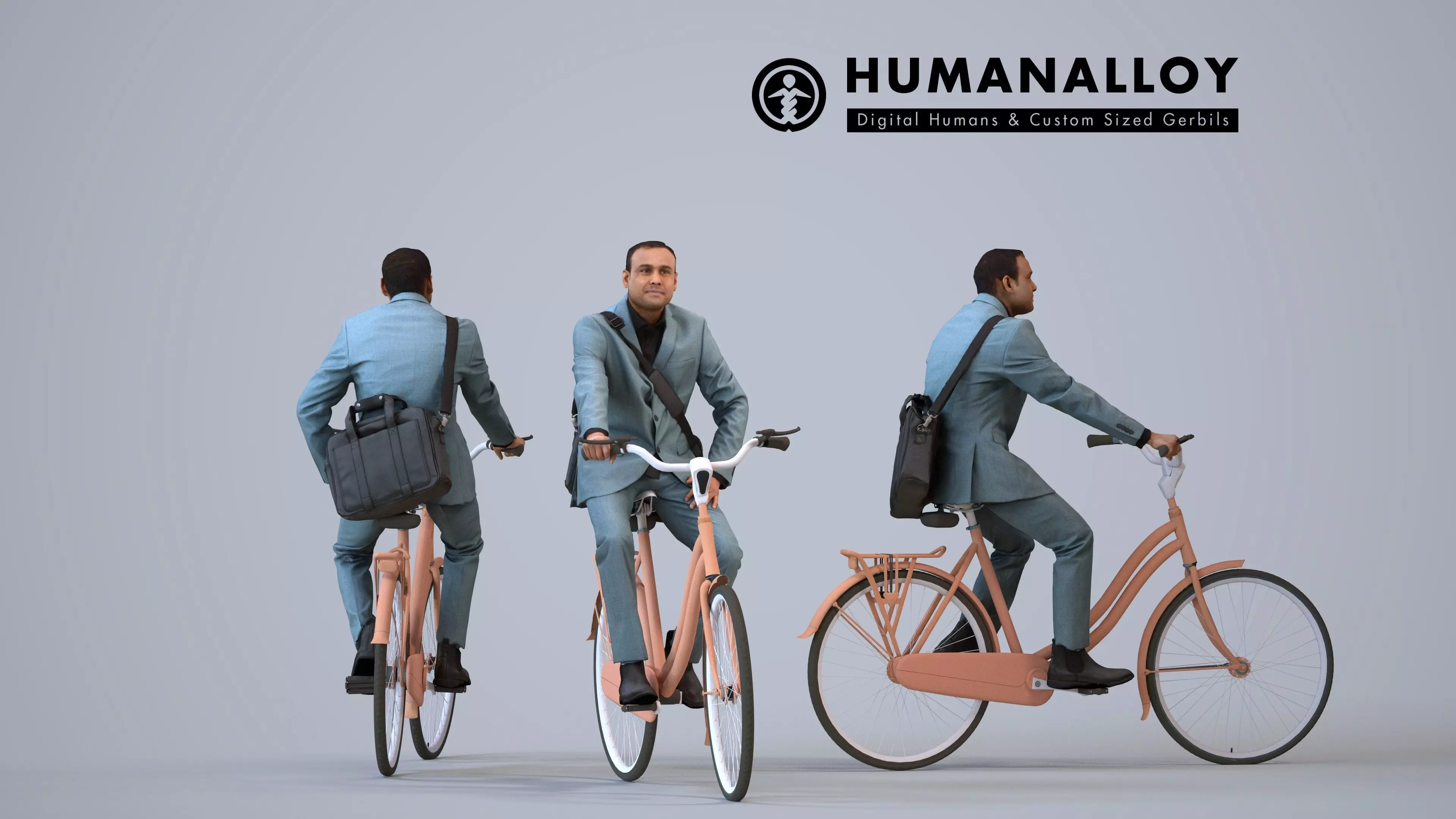 00246Zeef0011 - Adult Indian man cycling through public space 3D model
