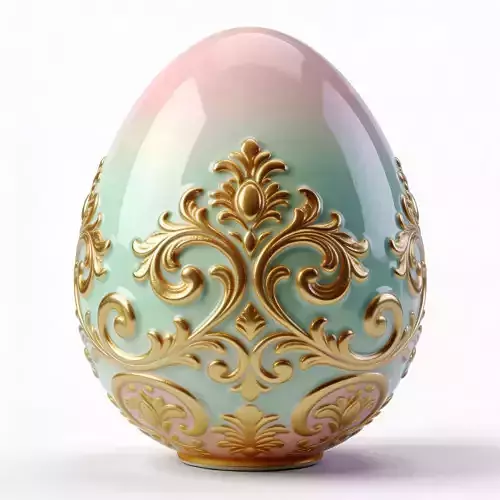 3D LUXURY ORNAMENTAL EASTER EGG WITH GOLD FILIGRE V02