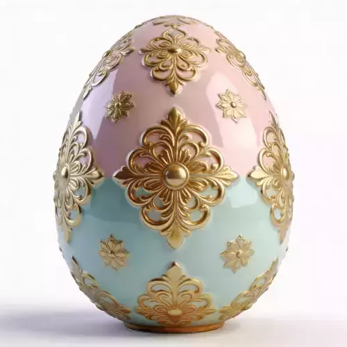 3D LUXURY ORNAMENTAL EASTER EGG WITH GOLD FILIGREE V03