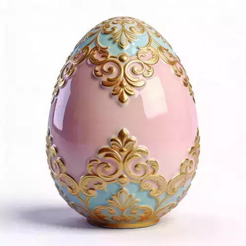 3D LUXURY ORNAMENTAL EASTER EGG WITH GOLD FILIGREE V04