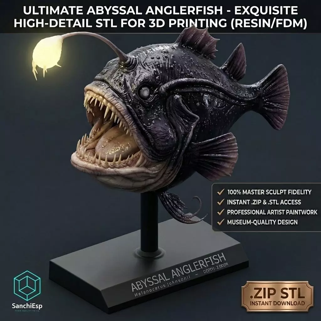 Ultimate Abyssal Anglerfish 3D Print Ready Deep Sea Monster STL 3D print model