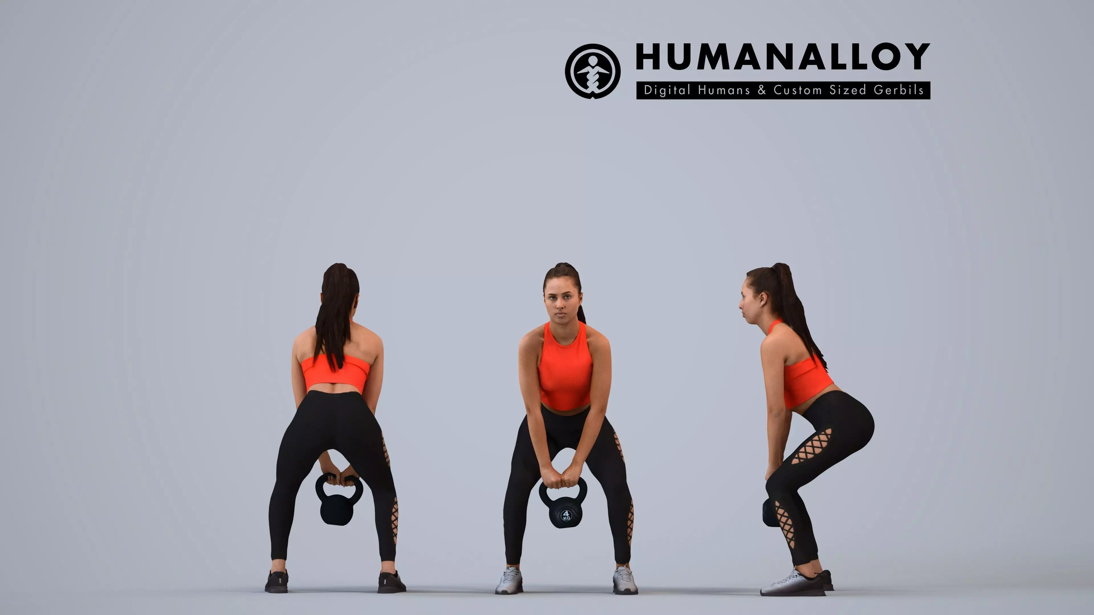 00253Anargul0009 - Adult Indian woman crouching during exercise 3D model