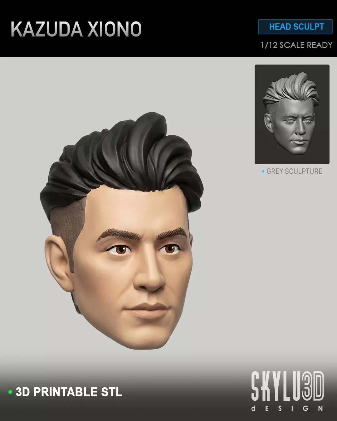 Kazuda Xiono Realistic Head Sculpt One12 Scale STL 3D print model