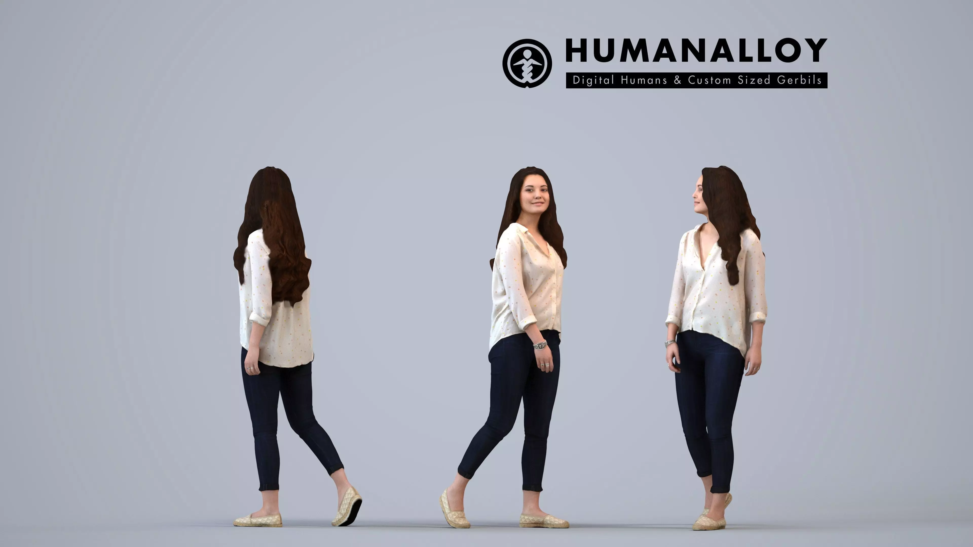 00253Sari0005 - Adult Caucasian woman walking through public 3D model
