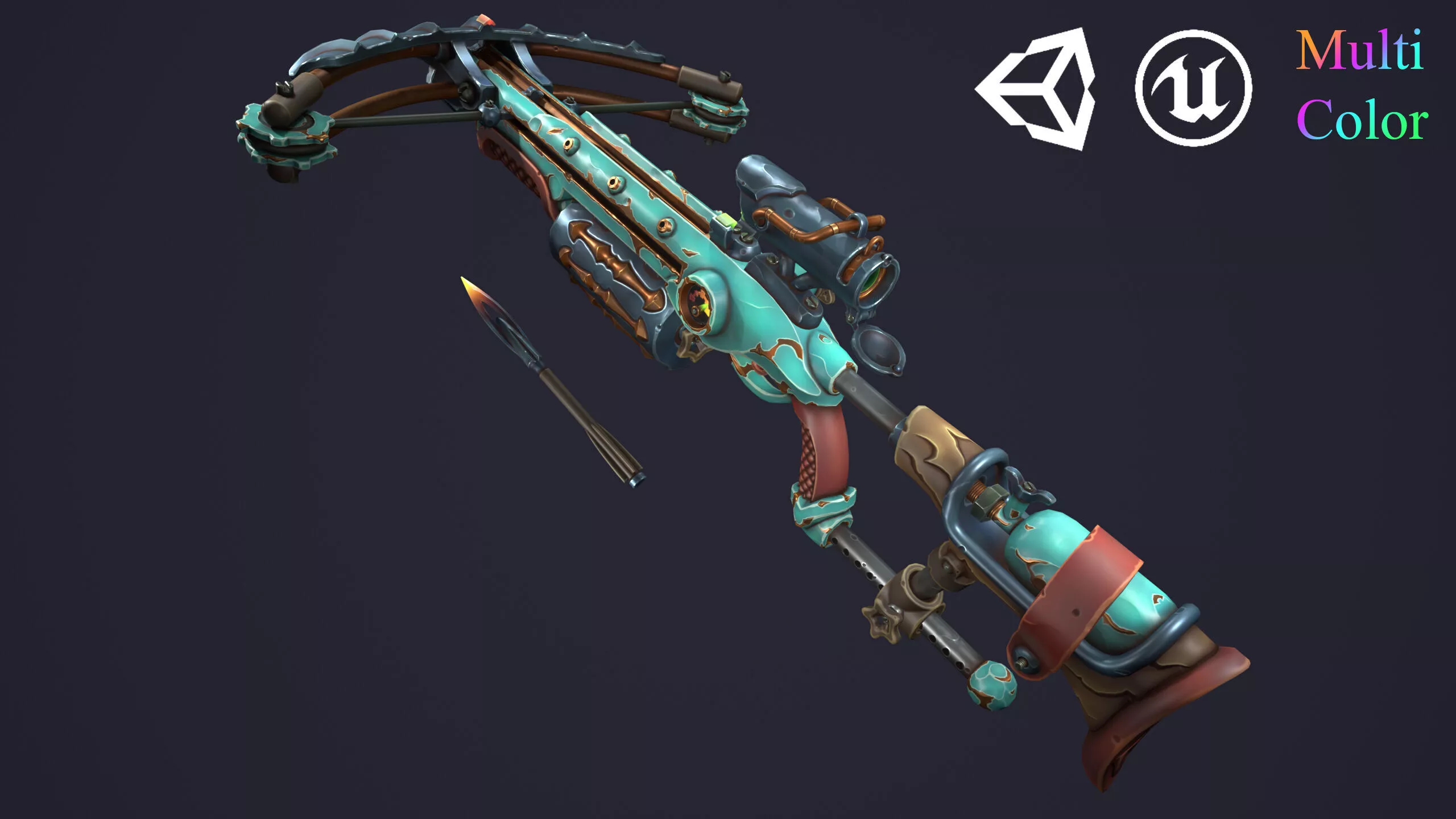 Steampunk crossbow Low-poly 3D model