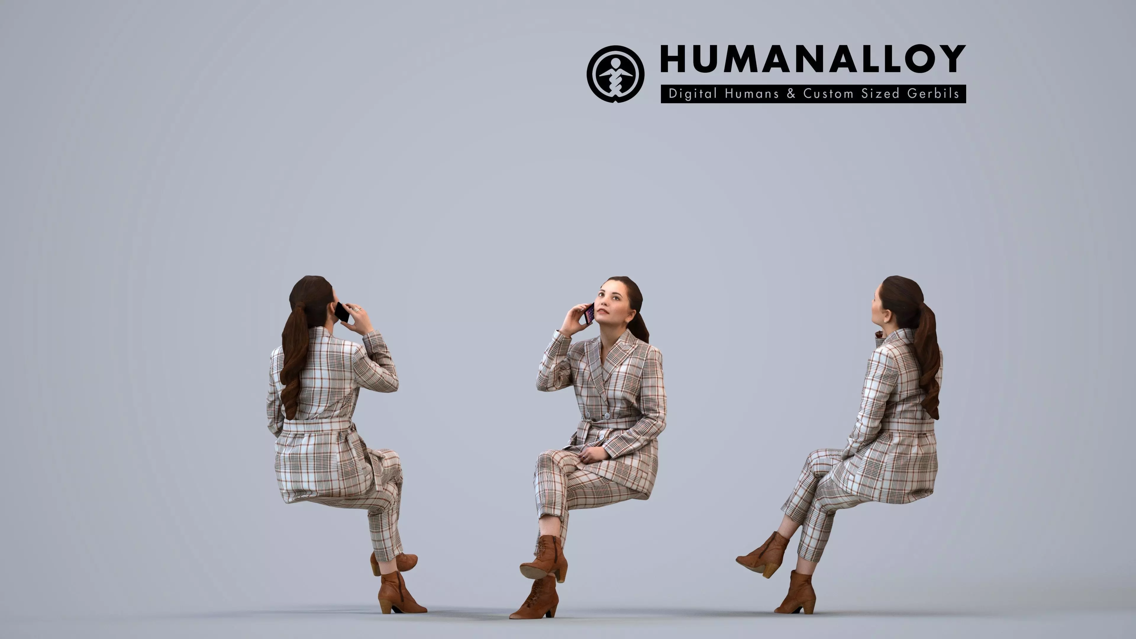00257Sari0009 - Adult Caucasian woman making phone call in 3D model