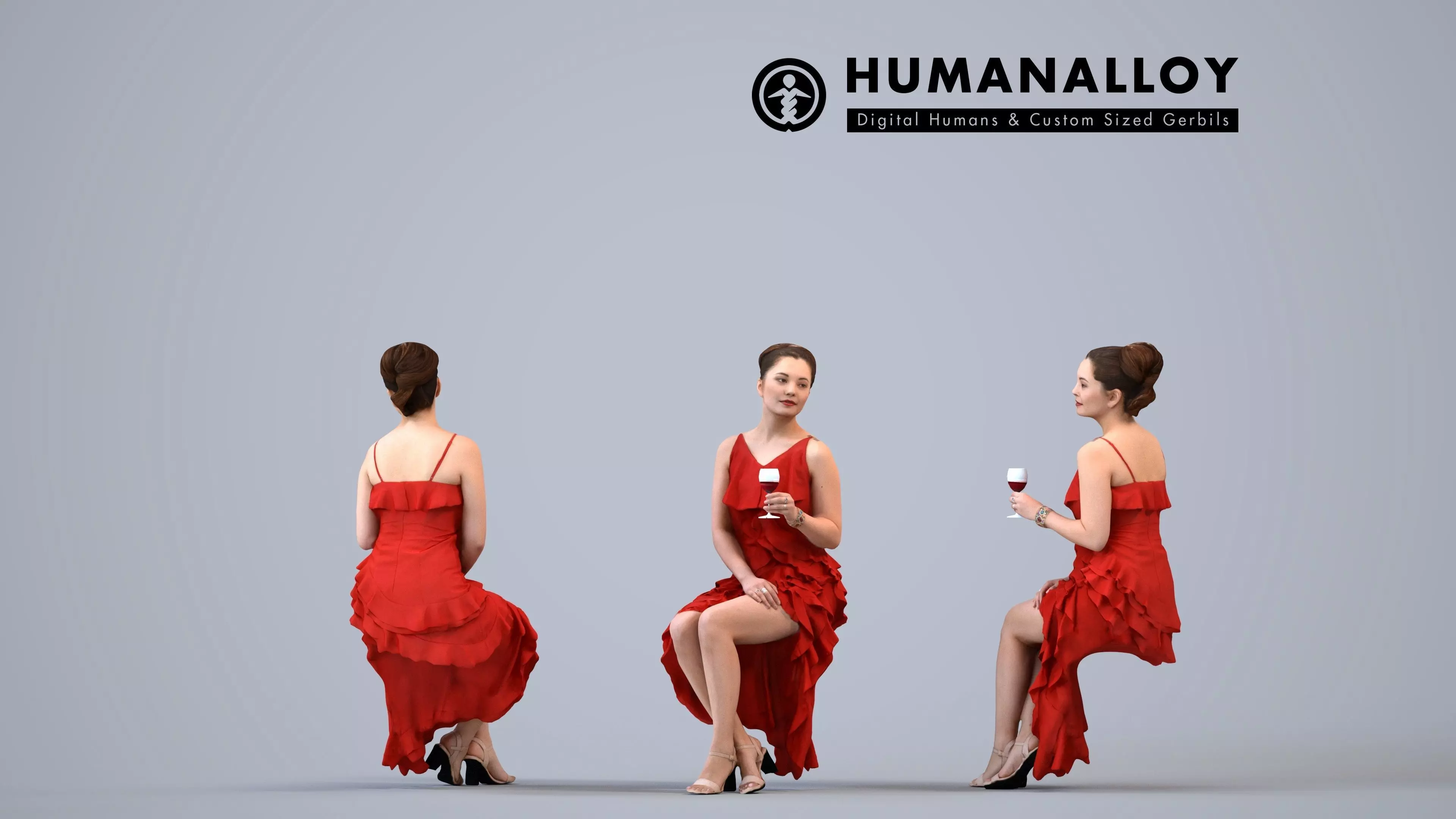 00259Sari0008 - Adult Caucasian woman relaxing in restaurant 3D model